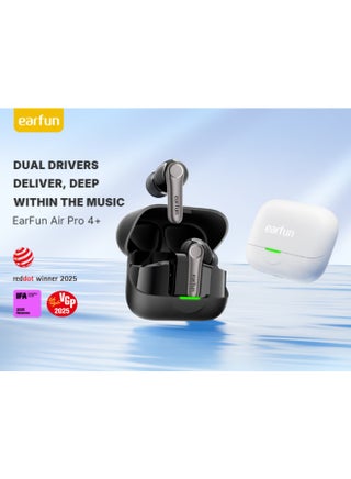 Air Pro 4+ Adaptive Noise Cancelling Wireless Earbuds, Qualcomm aptX Lossless, Snapdragon Sound, Dual Drivers, 6 Mics AI Clear Calls, Hi-Res Sound, LDAC, Bluetooth 6.0, 54H Playtime,Black - view 2