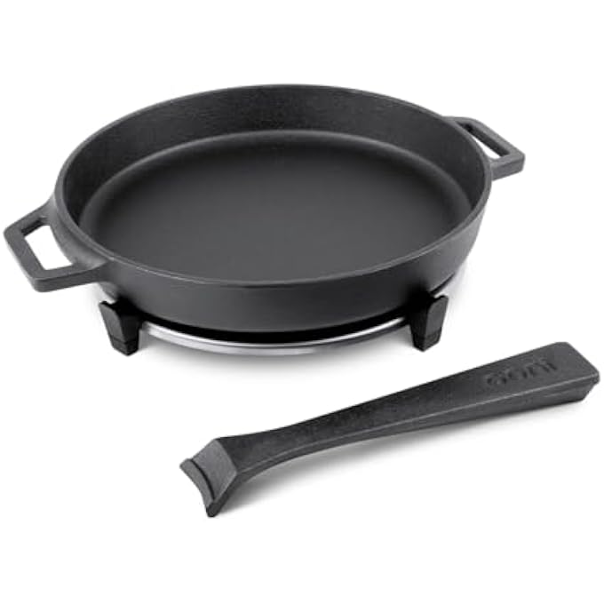 ooni Cast Iron Skillet Pan  9 Round Cast Iron Skillet With Removable Handle And Sainless Steel Trivet Cast Iron Frying Pan PreSeasoned NonStick Oven Safe Cookware Pizza Oven And Bbq Accessories - Image 3