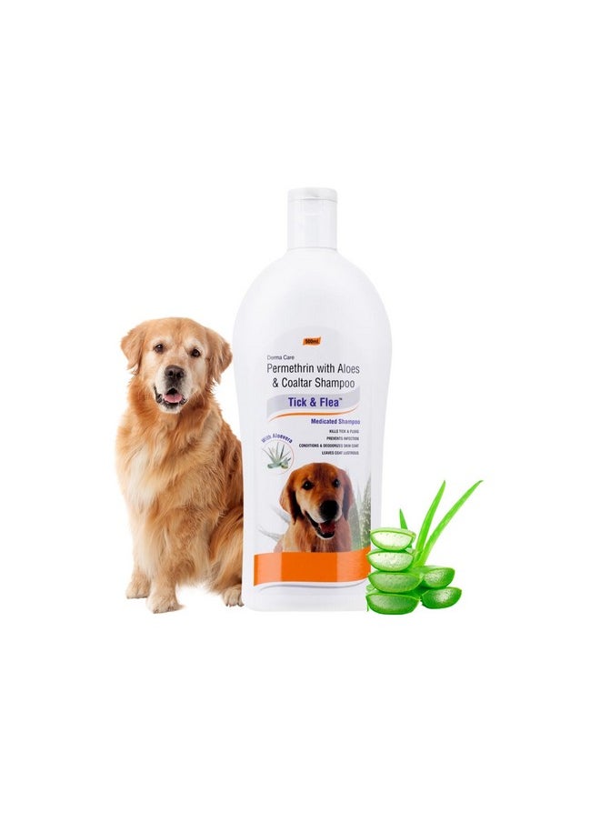 PIL pil Tick & Flea Dog Shampoo 500 Milliliter|Ditch To Itch Dog Shampoo For Pomeranian, Puppy, Rottweiler Adult, German Shepherd, Labrador & Golden Retriever|Medicated Pet Shampoo For Dogs  - Image 1