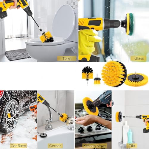 VANITYA 8 Pcs Power Drill Scrubber Brush Set, Attachments Scrub Brush Pads Set, Reusable Multipurpose Scrubbing Pad for Bathroom Surfaces, Grout, Floor, Shower, Tile, (Without Drill Machine) - Image 3