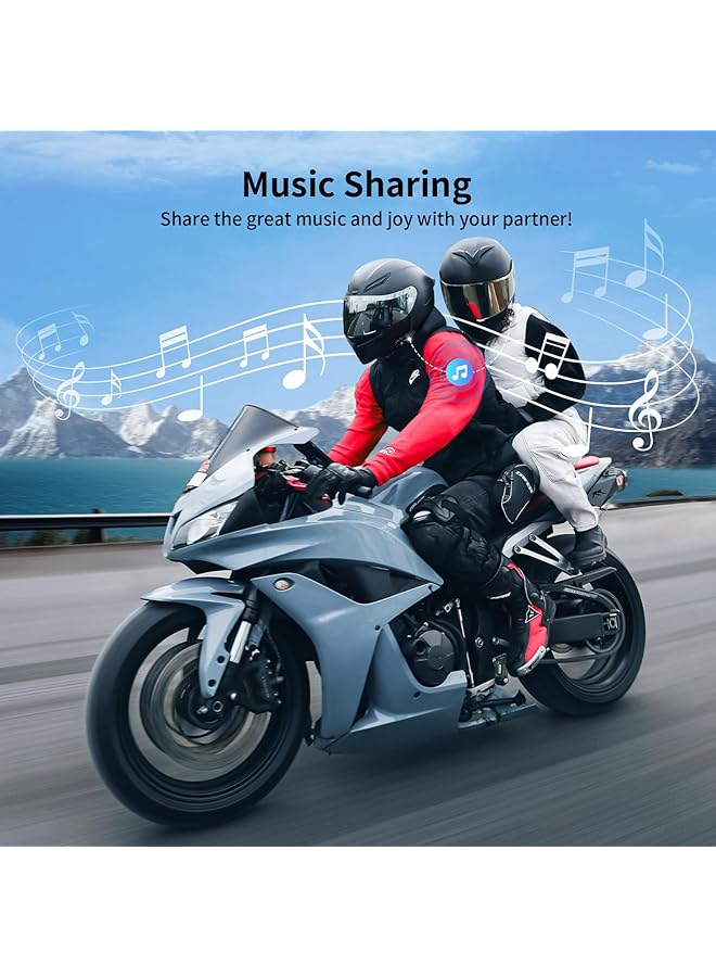 fodsports Fx8 Air Motorcycle Bluetooth Headset, 6 Motorcycles Motorbike Bluetooth Intercom With Range 1500M, Fm Radio, Dsp Cvc Noise Canceling Headphones, 3 Sound Effects, 1 Pack - Image 5
