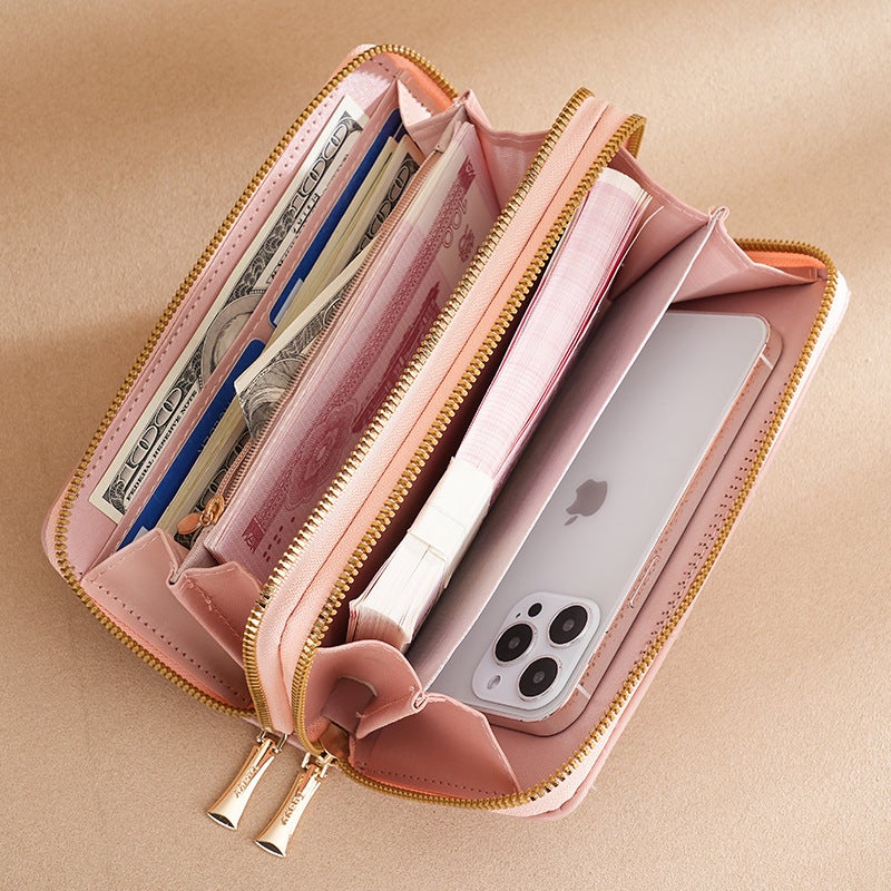 Multifunctional Solid Color PU Leather Wallet, RFID Blocking Design Portable Daily Storage Purse for Cards Cash Coin Business Use - Image 4