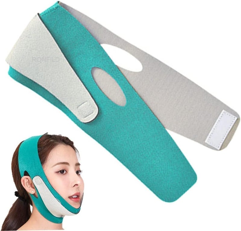RONFILD Silicone V Face Mask Face Lift Up Belt Facial Slimming Bandage Mask Cheek,Chin,Neck Slimming Thin Belt Face Slim Lift Band Mask Double Chin Reducer for Women and Men Tightening Skin (V-Line Mask) (Multi) - Image 1