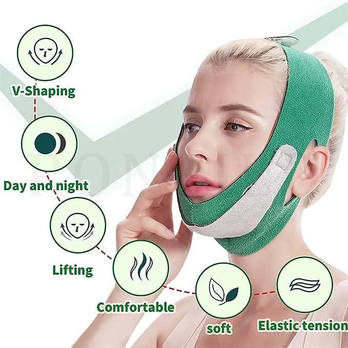 RONFILD Silicone V Face Mask Face Lift Up Belt Facial Slimming Bandage Mask Cheek,Chin,Neck Slimming Thin Belt Face Slim Lift Band Mask Double Chin Reducer for Women and Men Tightening Skin (V-Line Mask) (Multi) - Image 2