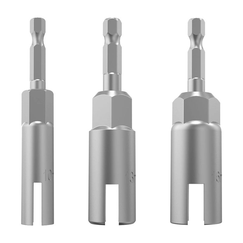 Monliful 3 Pack 10mm13mm16mm 14 Inch Hex Shank Nut Driver Power Wing Nut Driver Set Bit Socket Wrenches Tools Set Slot Wing Nuts Drills Bits for Panel Nuts Screws Eye C Hook Bolt
