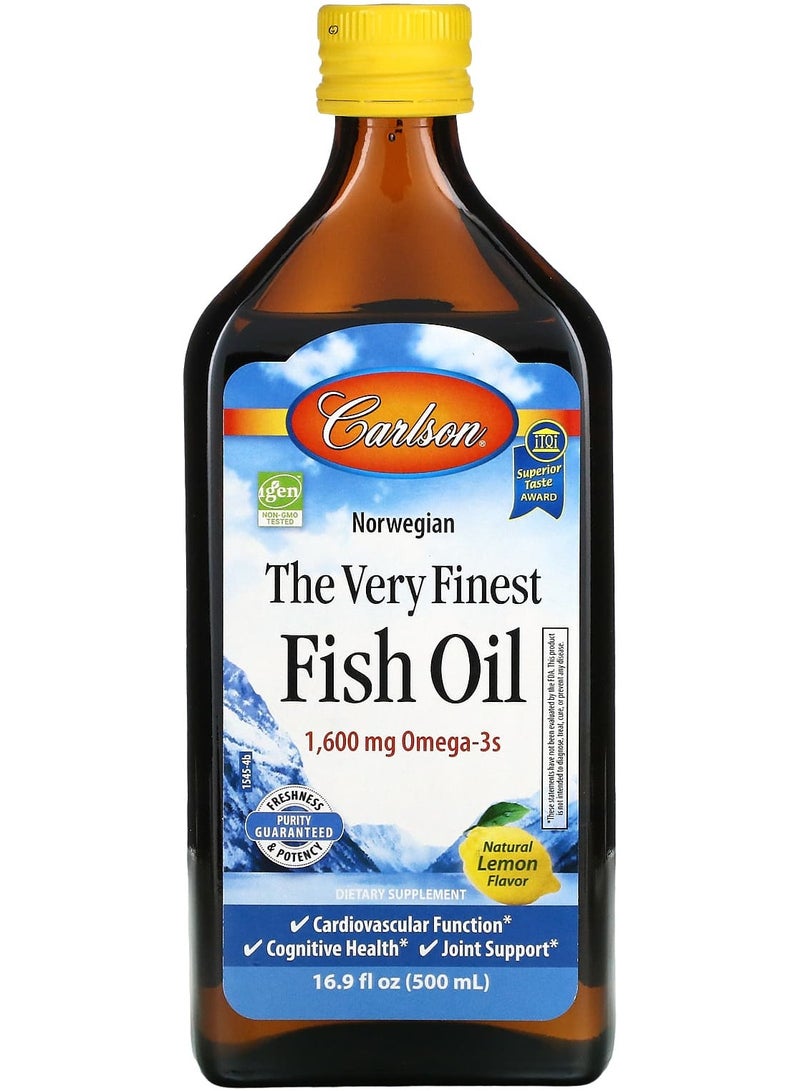 زيت السمك النرويجي الأفضل على الإطلاق، بنكهة الليمون الطبيعي، 1600 ملجم، 16.9 أونصة سائلة (500 مل)