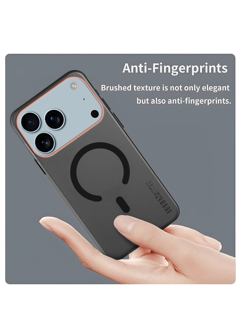 سيندي غطاء حالة أنيق لهاتف آبل آيفون 17 برو 5G 2025 سلسلة سندي هجين شفاف ماغسيف مع شحن مغناطيسي وحواف كاميرا مرتفعة - أسود - Image 4