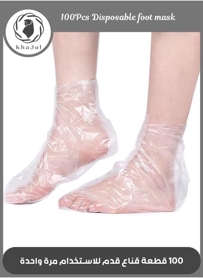 KHAJUL 100-Piece Clear Plastic Disposable Booties, Paraffin Bath Liners for Foot Pedicure Hot Spa Wax Treatment, Larger Thicker Thermal Therapy Feet Covers Bags Plastic Socks Liners 31*24*17  - Image 1