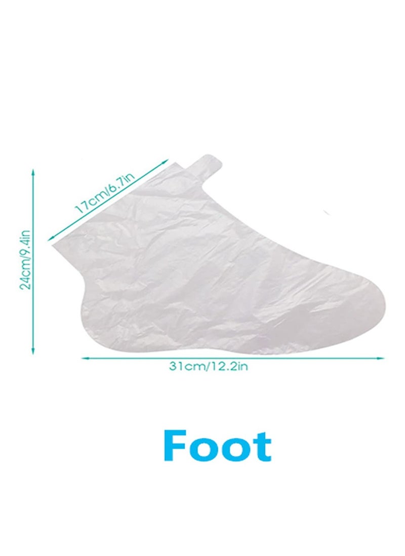 KHAJUL 100-Piece Clear Plastic Disposable Booties, Paraffin Bath Liners for Foot Pedicure Hot Spa Wax Treatment, Larger Thicker Thermal Therapy Feet Covers Bags Plastic Socks Liners 31*24*17  - Image 2