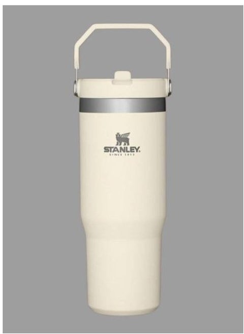 IceFlow Stainless Steel Tumbler with Straw – 30oz Vacuum Insulated Water Bottle – Leak-Resistant Flip Straw for Home, Office, or Car – Keeps Drinks Cold for 12 Hours or Iced for 2 Days – Reusable, BPA-Free, Cream