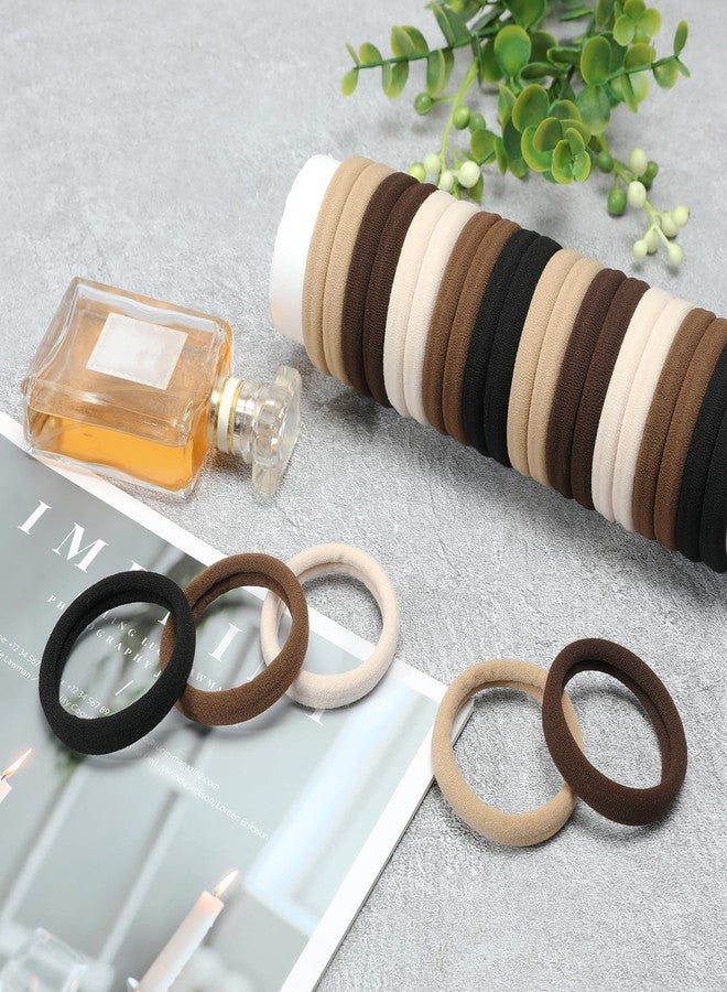 Mia Klein Neutral Hair Ties 50 Pcs Extra Thick 5CM Seamless Hair Elastics for Thick Hair Women, Bulk Soft No Damage Ponytail Holders, No Slip Hair Bands for All Hair Types - Image 4