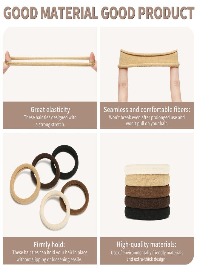 Mia Klein Neutral Hair Ties 50 Pcs Extra Thick 5CM Seamless Hair Elastics for Thick Hair Women, Bulk Soft No Damage Ponytail Holders, No Slip Hair Bands for All Hair Types - Image 3