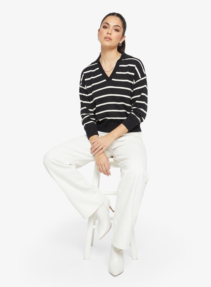 Ginger Polo Neck Stripe Jumper - Image 1