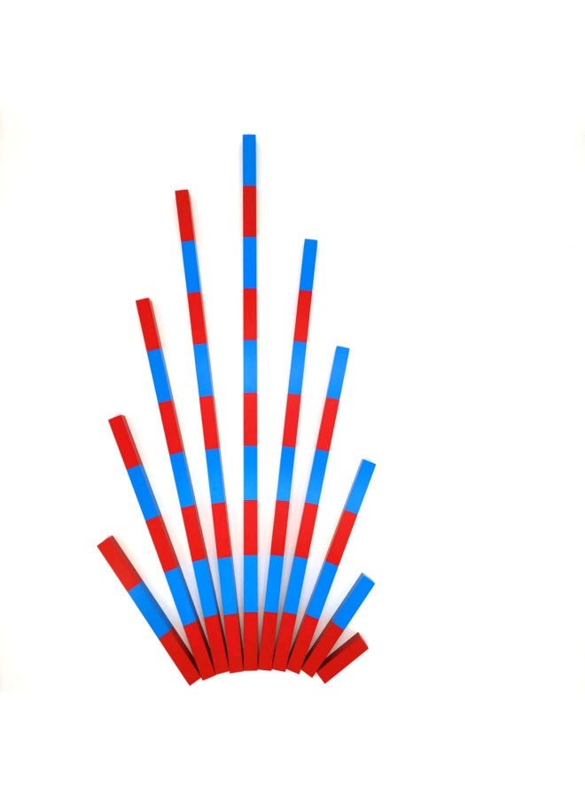 Montessori Teaching Aids International Edition Red Stick/Red Blue Stick Sensory Math Series Early Childhood Teaching AIDS-Color:International Red And Blue Stick  - Image 1