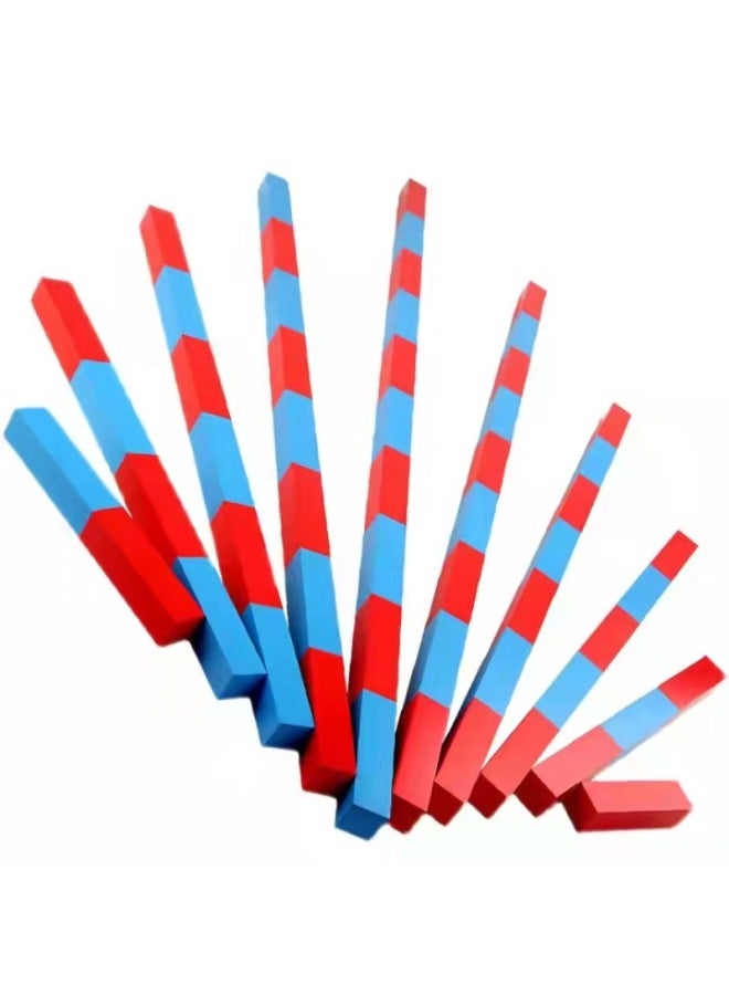 Montessori Teaching Aids International Edition Red Stick/Red Blue Stick Sensory Math Series Early Childhood Teaching AIDS-Color:International Red And Blue Stick  - Image 2