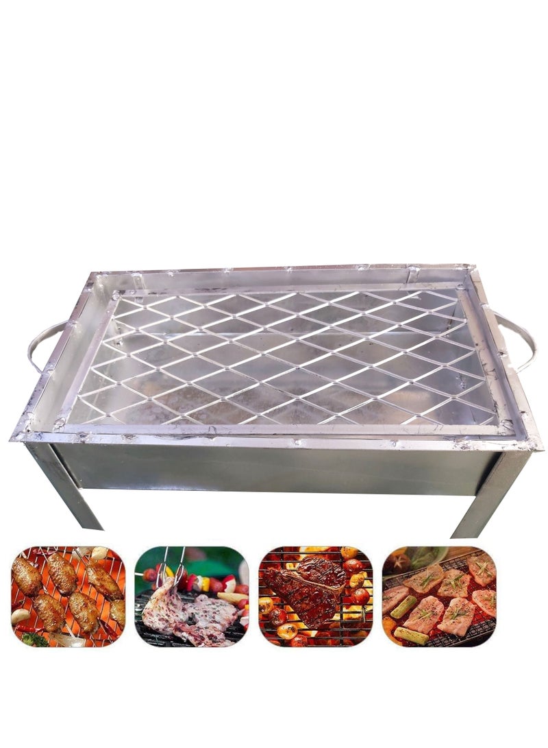 GO2CAMPS Galva Bbq Grill (X-Large-60x26x20cm) Tinmade Charcoal Barbeque Grill Stand With Legs. - Image 2