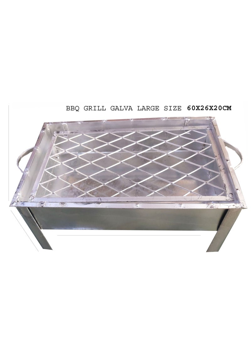 GO2CAMPS Galva Bbq Grill (X-Large-60x26x20cm) Tinmade Charcoal Barbeque Grill Stand With Legs. - Image 1