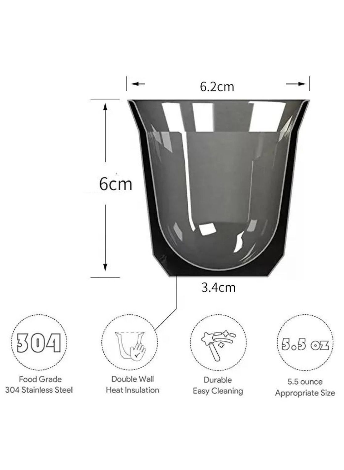 Stainless Steel Espresso Cups Double Wall Thermally Insulated Capsule Coffee Mug for Indoor or Outdoor Events 