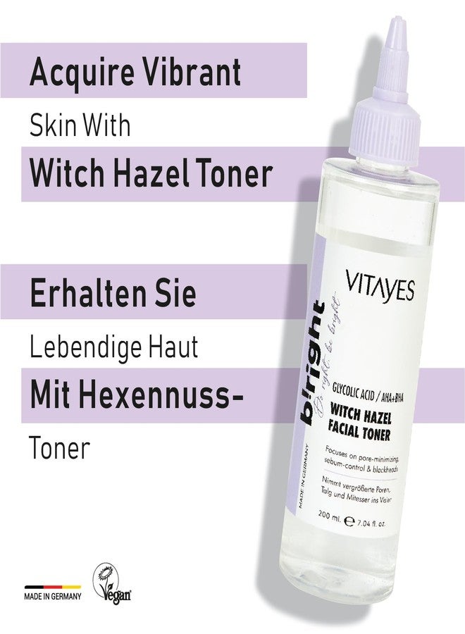 Vitayes b!right Witch Hazel Face Tonic: AHA, BHA & Glycolic Acid - Pore Reducing & Deep Cleansing - Premium Skin Care Essence for Radiant Beauty - Image 2