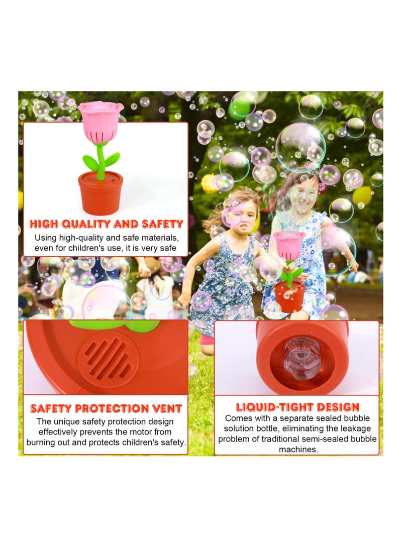 SYOSI Flower Bubble Machine, Kids Bubble Maker Automatic Bubble Toy Fireworks Bubble Machine Bubble Machine With Lights Garden Bubble Machine Bubble Activity Toy Bubble Blower for Wedding Parties - Image 2