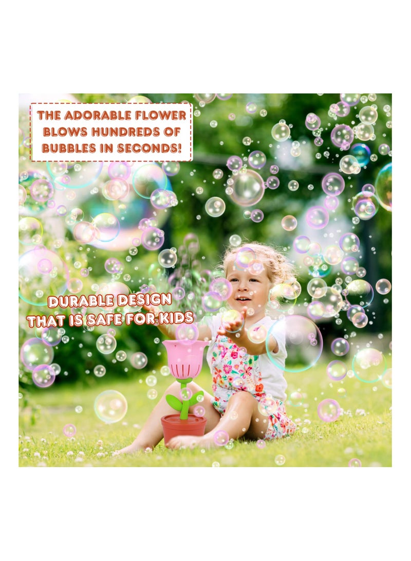 SYOSI Flower Bubble Machine, Kids Bubble Maker Automatic Bubble Toy Fireworks Bubble Machine Bubble Machine With Lights Garden Bubble Machine Bubble Activity Toy Bubble Blower for Wedding Parties - Image 3