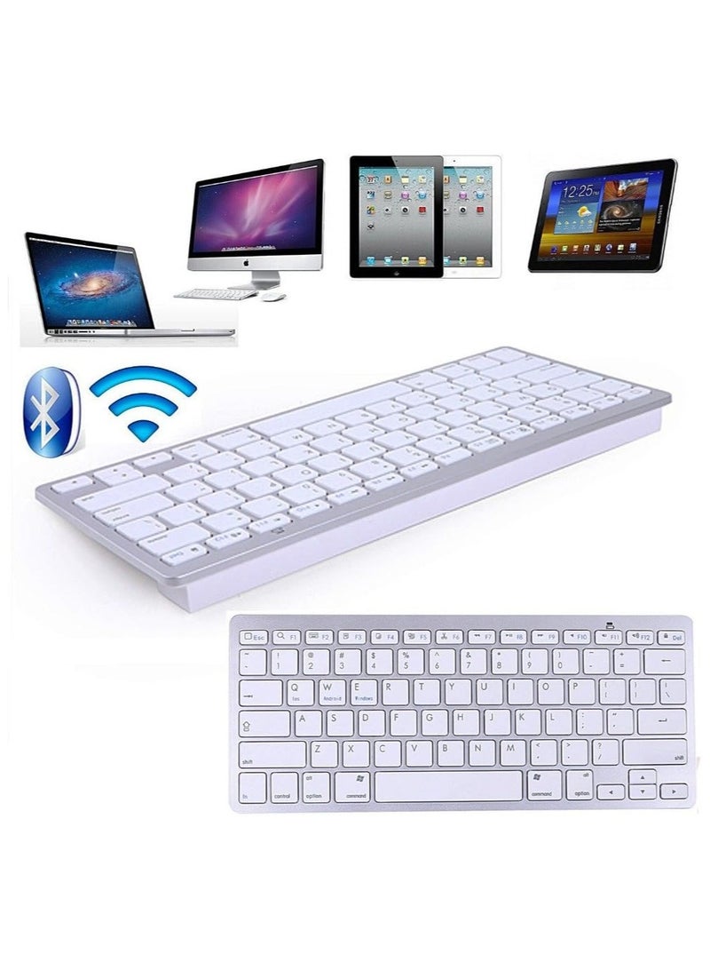 Bluetooth Wireless Keyboard Arabic/English - Portable Mini Keyboard for iPad, Tablets, Laptops, Phones (White) - Image 3