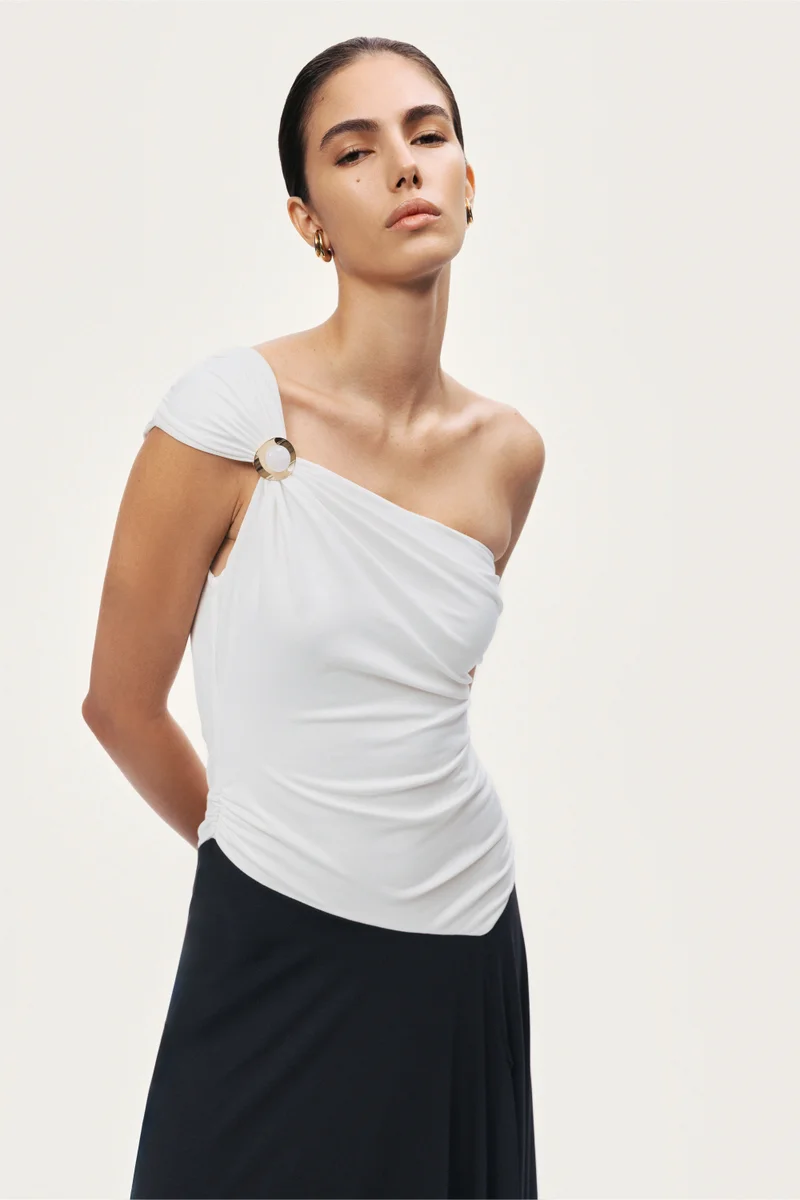 Nocturne  One-Shoulder Contrast Maxi Dress for Women | Best Price UAE