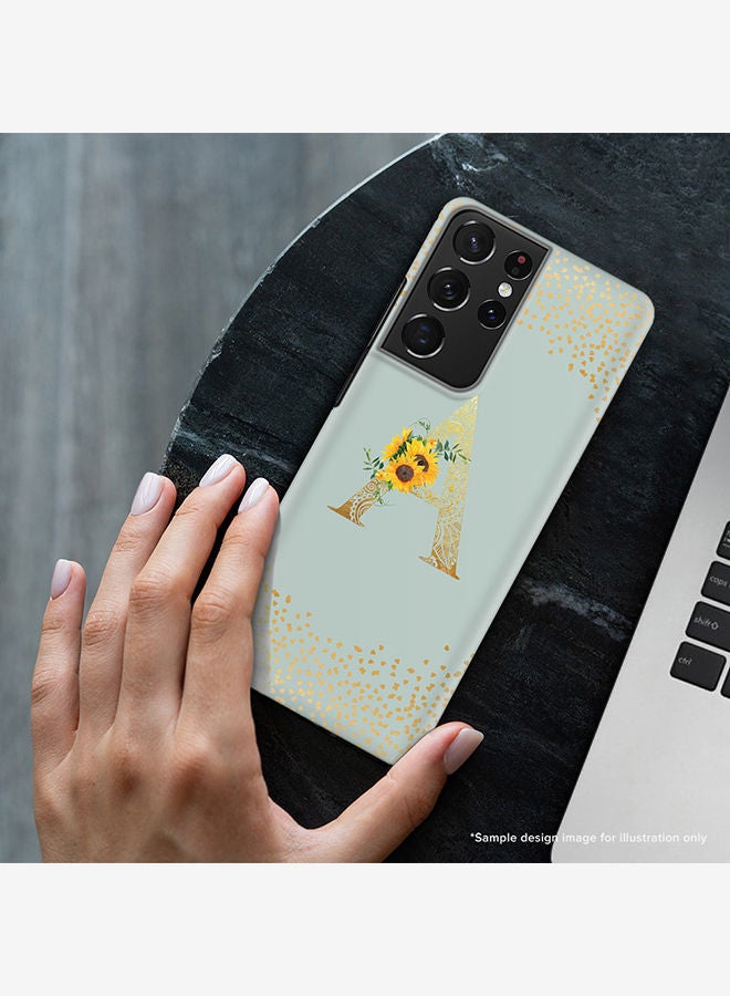Stylizedd Monogram Slim Cover for Samsung Galaxy S21 Ultra 5G Case Custom Initials Letter Floral Pattern Snap Series Mobile Cover Matte Alphabet  - B (Light Green) - Image 2