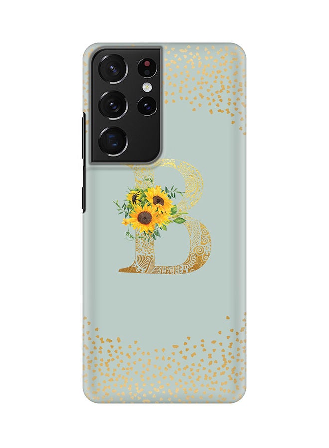 Stylizedd Monogram Slim Cover for Samsung Galaxy S21 Ultra 5G Case Custom Initials Letter Floral Pattern Snap Series Mobile Cover Matte Alphabet  - B (Light Green) - Image 1