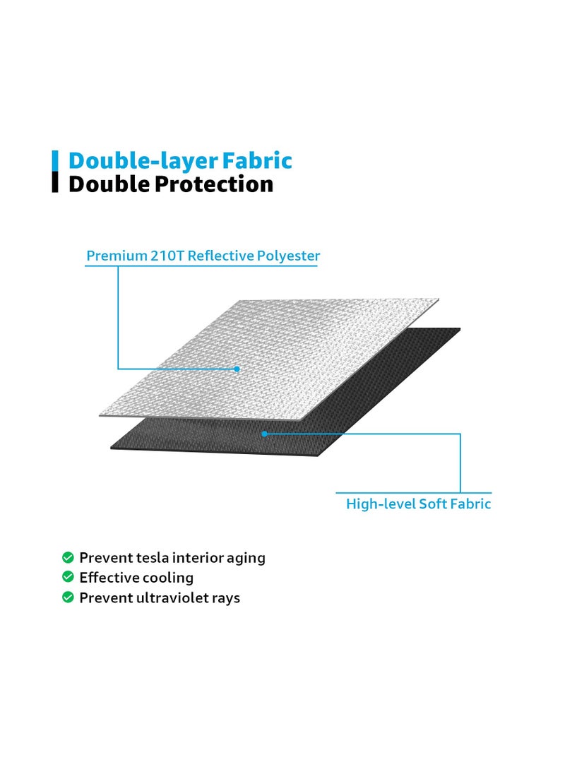 Generic - Tesla Model Y & Model 3 Windshield Sunshade - Upgraded Folding Sun Visor Protector & Cover for 2022, Effective Sun Shade Solution - Image 1