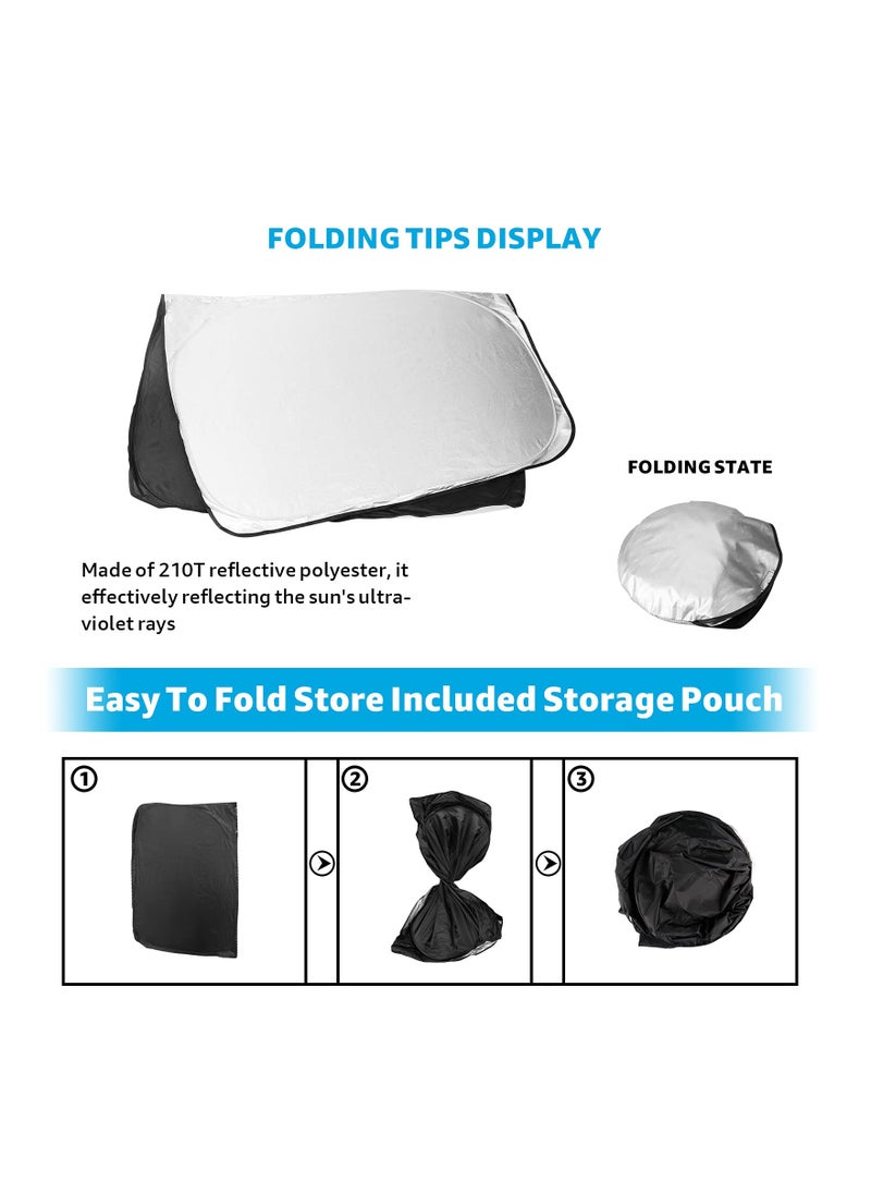 Generic - Tesla Model Y & Model 3 Windshield Sunshade - Upgraded Folding Sun Visor Protector & Cover for 2022, Effective Sun Shade Solution - Image 1