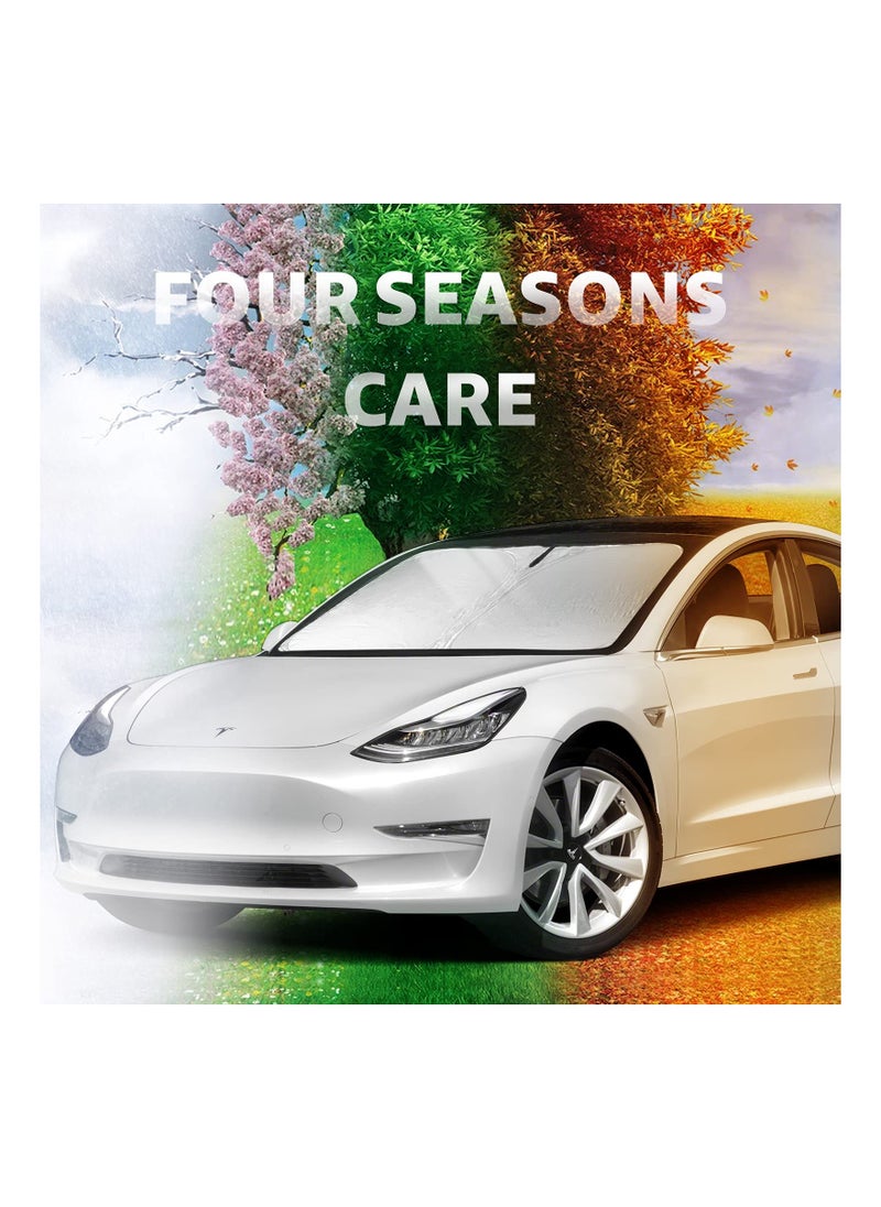 Generic - Tesla Model Y & Model 3 Windshield Sunshade - Upgraded Folding Sun Visor Protector & Cover for 2022, Effective Sun Shade Solution - Image 1
