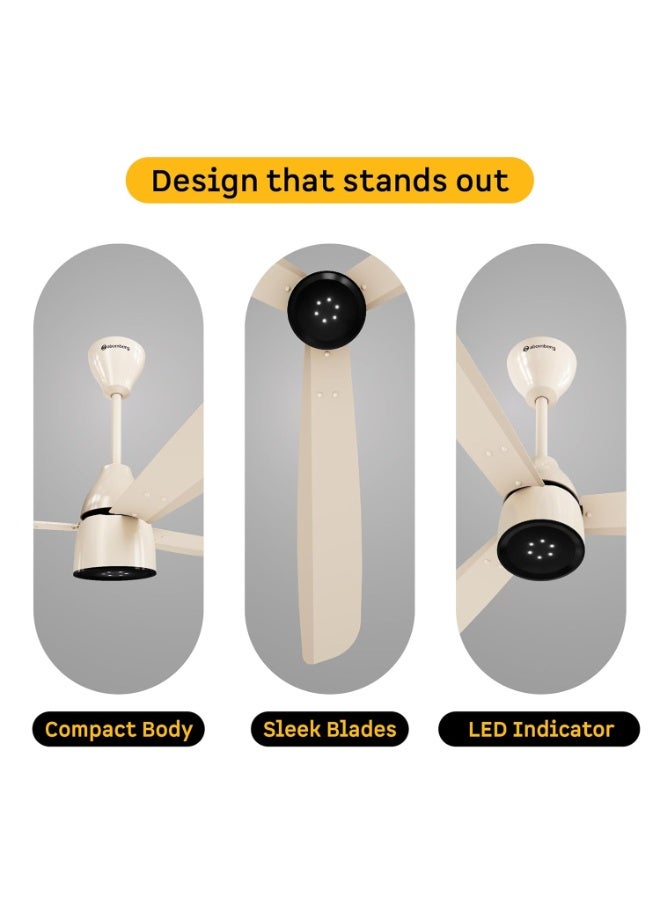 atomberg Renesa Enzel 1200mm BLDC Ceiling Fan with Remote Control | BEE 5 star Rated Energy Efficient Ceiling Fan | High Air Delivery with LED Indicators| 3 Year Warranty (Seasand Ivory) - Image 5
