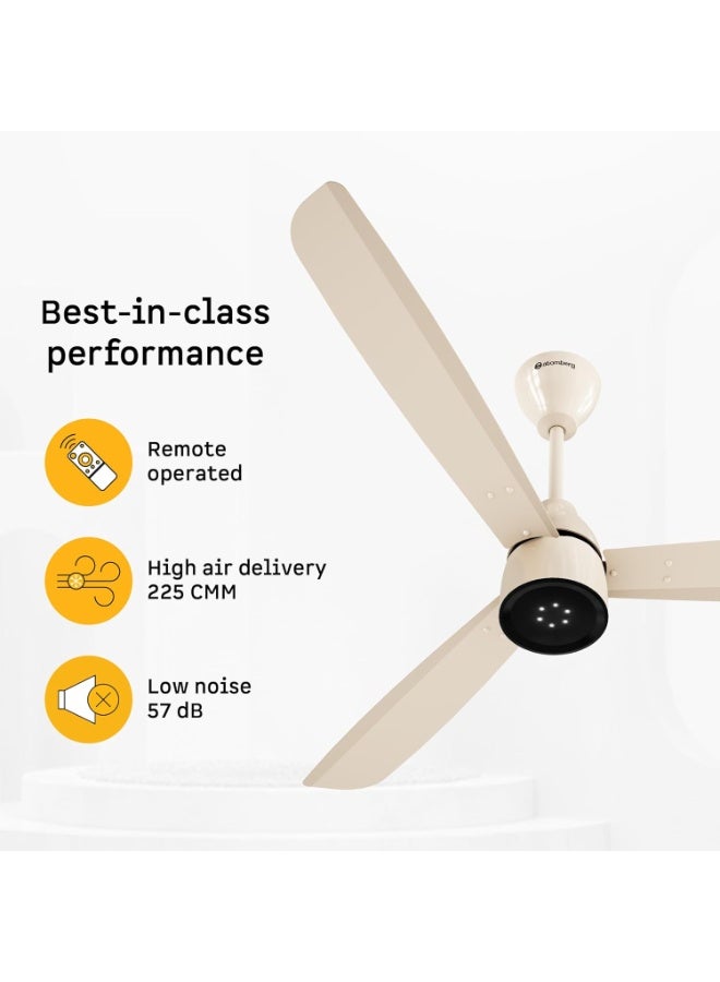 atomberg Renesa Enzel 1200mm BLDC Ceiling Fan with Remote Control | BEE 5 star Rated Energy Efficient Ceiling Fan | High Air Delivery with LED Indicators| 3 Year Warranty (Seasand Ivory) - Image 2