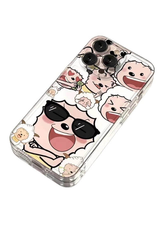 Apple iPhone 16 Pro phone case, TPU shockproof, stylish and creative cartoon sunglasses, pouting smiley face, peace sign sheep, drop-proof soft phone case.