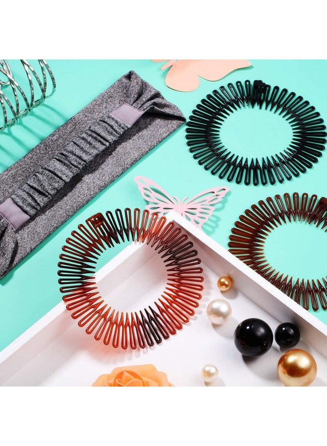Shappy 9 Pieces Full Circular Stretch Comb Flexible Plastic Circle Comb Stretch Hair Comb Headband Hairband Holder for Women Girls, 3 Colors - Image 4
