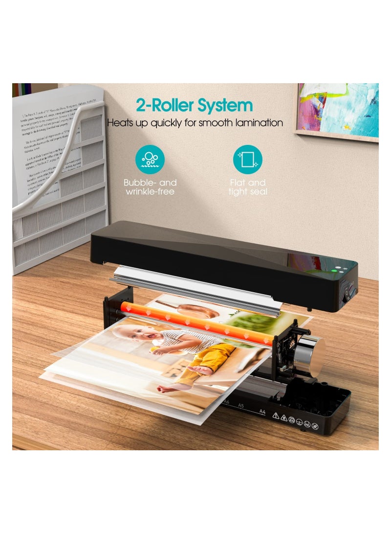 A4 A5 A6 Laminator Machine Laminating Machine, Versatile Thermal Laminating Machine Dual-Mode Hot and Cold Laminator Lightweight Laminator with 15 Laminating Pouches No Bubbles for School Home Use - Image 3