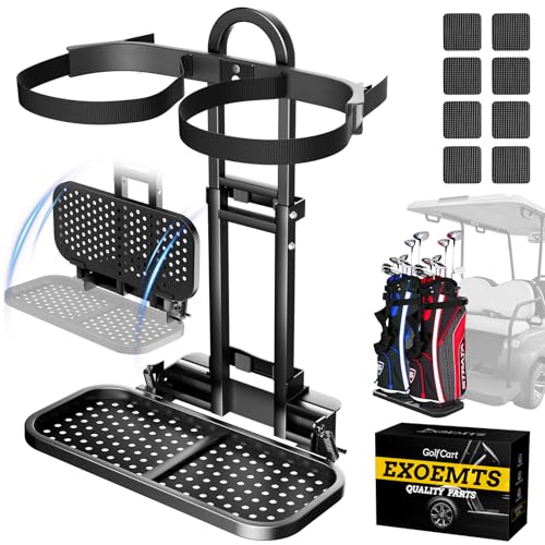 EXOEMTS Foldable Golf Cart Rear Seat Bag Holder, Upgraded Golf Cart Rear Seat Bag Rack ONLY FITS 8-Inch Max Width Grab Bar, for 4-Seater EZGO Club Car Yamaha, Preinstalled, Space-Saving, No-Drill - Image 1