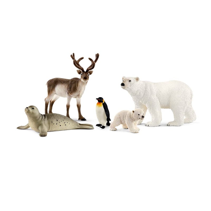 Schleich Wild Life 5PC Arctic Animal Toy Bundle with Penguin Reindeer Seal Polar Bears Animal Figurine Starter Set for Snow Safari Imaginative Play Educational Toys for Kids Ages 3 77421 - Image 2