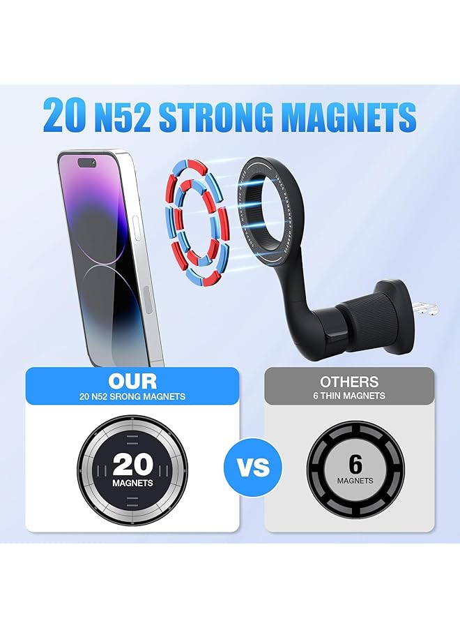 KASTWAVE Magnetic Phone Holder For Car - Super Strong Magnetic Force, 360 Degree Rotation, Stable And Easy Installation - Compatible With Magsafe Iphone And Android Phones - Image 2