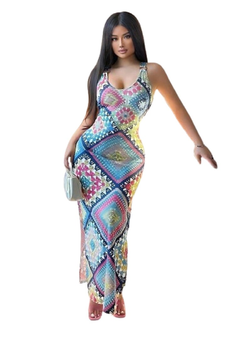 MANIKAN Women’s Dress Fitted Floral Design  Adjustable Ties - Image 3