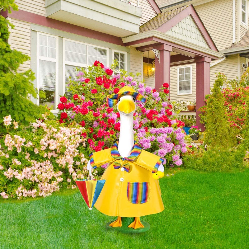 JcHrmers GANSHAYA Raincoat Goose Porch Outfit 23" Cement Goose Outfit for Outdoor Lawn Garden Yard Patio Statue Art Decor - Image 4