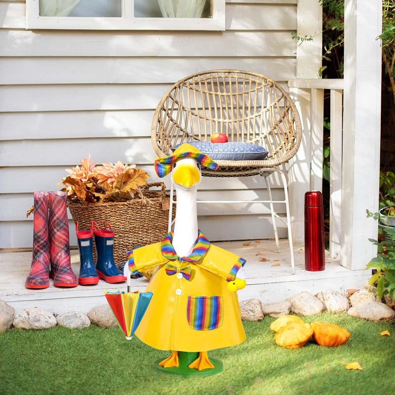 JcHrmers GANSHAYA Raincoat Goose Porch Outfit 23" Cement Goose Outfit for Outdoor Lawn Garden Yard Patio Statue Art Decor - Image 5