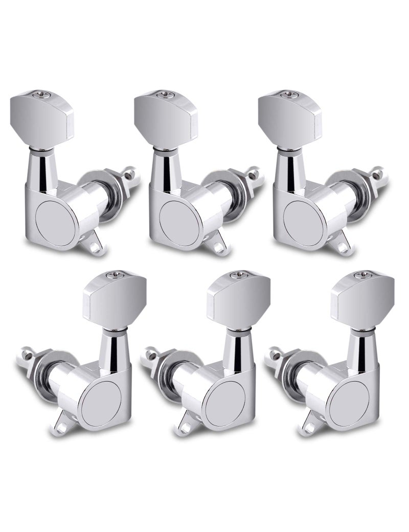 Holmer Sealed String Tuning Pegs Tuning Machines Grover Machine Heads Tuners Tuning Keys 3 Left 3 Right for Acoustic Guitar or Electric Guitar Chrome. - Image 1
