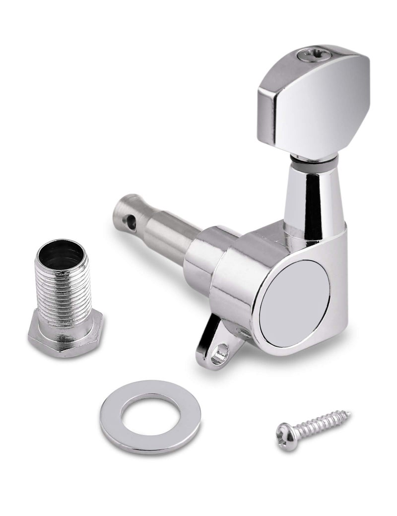 Holmer Sealed String Tuning Pegs Tuning Machines Grover Machine Heads Tuners Tuning Keys 3 Left 3 Right for Acoustic Guitar or Electric Guitar Chrome. - Image 3
