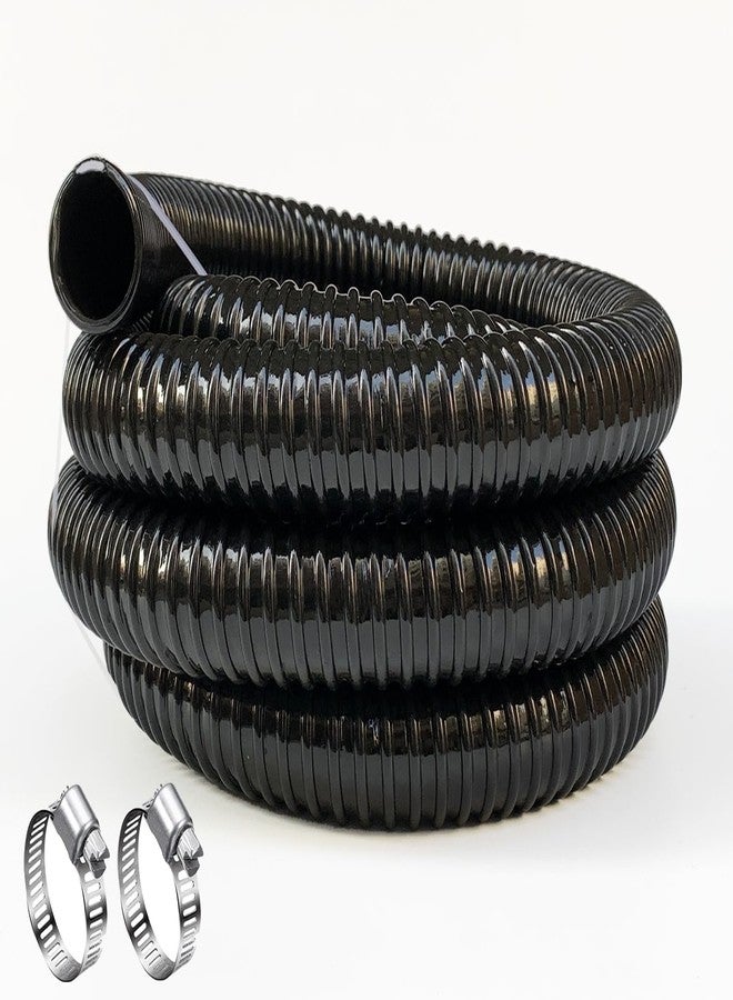 خرطوم تصريف مضخة حوض البركة مقاس 1.5 بوصة، خرطوم مياه مموج، أنبوب PVC أسود بطول 10 أقدام - Image 1