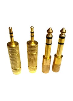 ikis ikis 35mm 18 inch TRS Plug to 635mm 14 inch Jack and 35mm Female to 635 Male Plug Gold Plated Set Audio Stereo Adapter Converter for Headphone Microphone 4 Pack  - Image 1