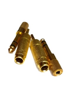ikis ikis 35mm 18 inch TRS Plug to 635mm 14 inch Jack and 35mm Female to 635 Male Plug Gold Plated Set Audio Stereo Adapter Converter for Headphone Microphone 4 Pack  - Image 2