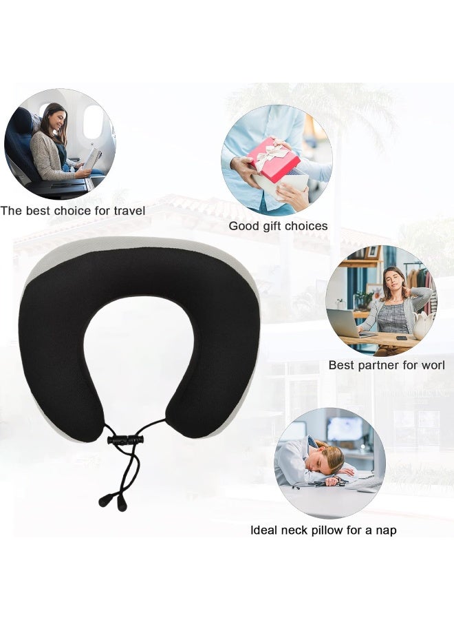 3 اكس ار وسادة رقبة للسفر من إسفنج الذاكرة عالي الكثافة من 3XR - تصميم مريح على شكل حرف U مع رباط إغلاق قابل للتعديل، وغطاء مخملي فائق النعومة، ودعم 360 درجة للسيارة والطائرة والقطار والمكتب (أسود/رمادي) - Image 3
