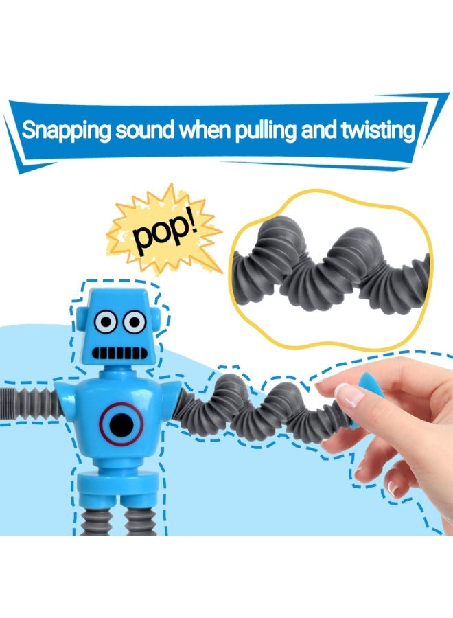 عام ألعاب روبوت أنابيب البوب (4 قطع)، ألعاب روبوتية شفط تلسكوبية، مهارات حركية دقيقة للأطفال الصغار والتعلم الإبداعي، ألعاب حسية للأطفال المصابين بالتوحد بعمر 3-6 سنوات، هدايا حفلات للأولاد والبنات. - Image 5